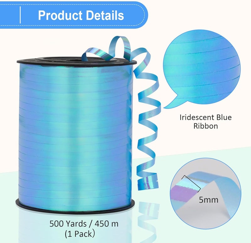 OMISELIO Light Blue Iridescent Curling Ribbon - 500 Yard, Perfect for Gift Wrapping, Baby Showers, Birthdays & Christmas - Image 5